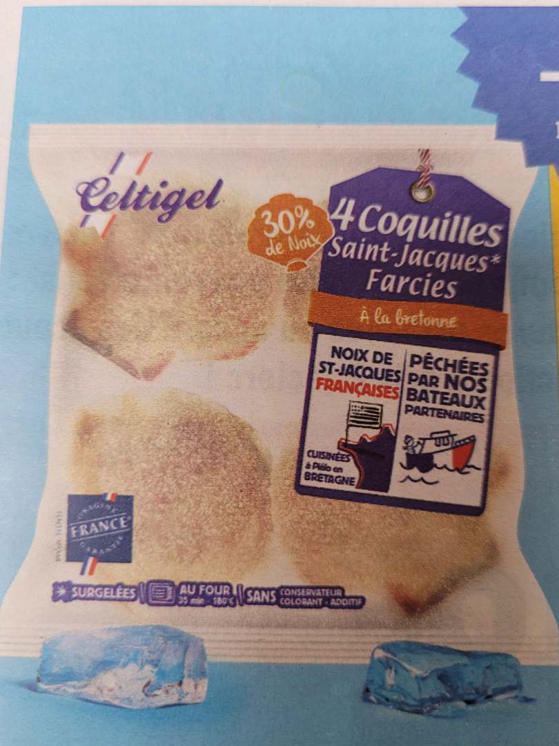 Coquilles saint-jacques farcies, a la bretonne - surgelees - marque : photo du produit rappelé le 02/09/2022