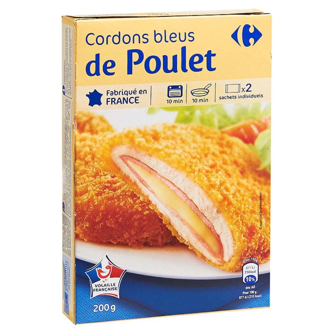 Cordons bleus de poulet Carrefour : photo du produit rappelé le 27/04/2022