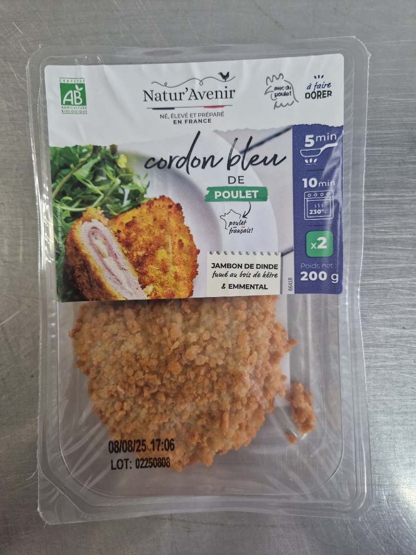 Cordons bleus de poulet Natur' Avenir : photo du produit rappelé le 25/07/2025