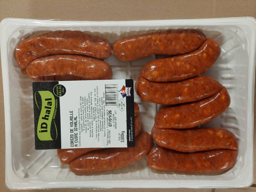 Corizo de volaille à cuire Id'halal : photo du produit rappelé le 29/12/2025