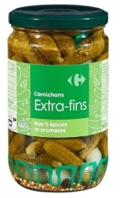 Cornichons extra-fins 720ml Carrefour Classic : photo du produit rappelé le 09/01/2022