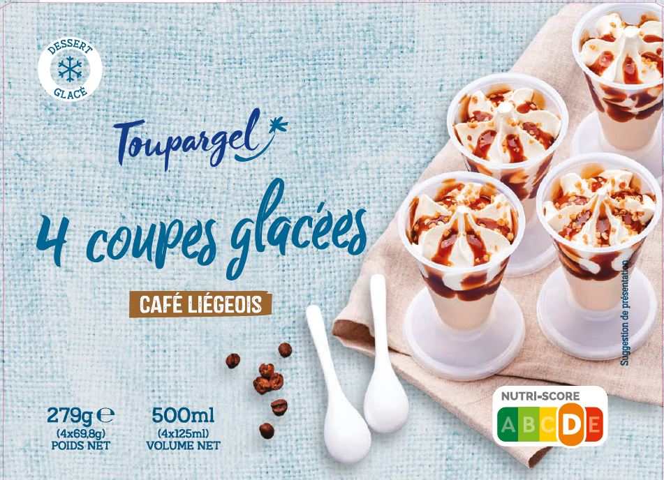 Coupes glacees cafe liegeois Toupargel : photo du produit rappelé le 23/02/2022