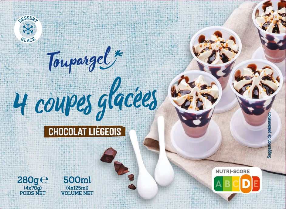 Coupes glacees chocolat liegeois Toupargel : photo du produit rappelé le 23/02/2022
