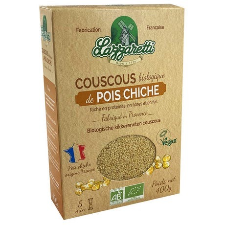 Couscous de petit epeautre bio + couscous de pois chiches bio Lazzaretti : photo du produit rappelé le 16/09/2025