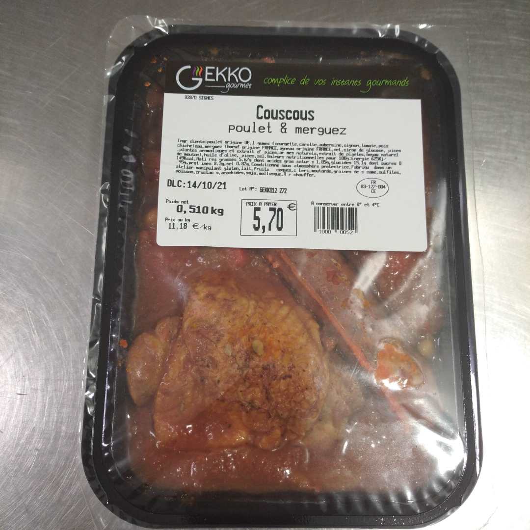 Couscous poulet et merguez Gekko : photo du produit rappelé le 07/10/2021