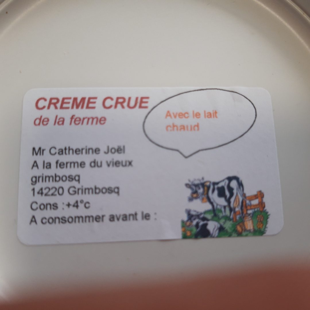 Creme crue de la ferme Joël Catherine : photo du produit rappelé le 01/09/2022