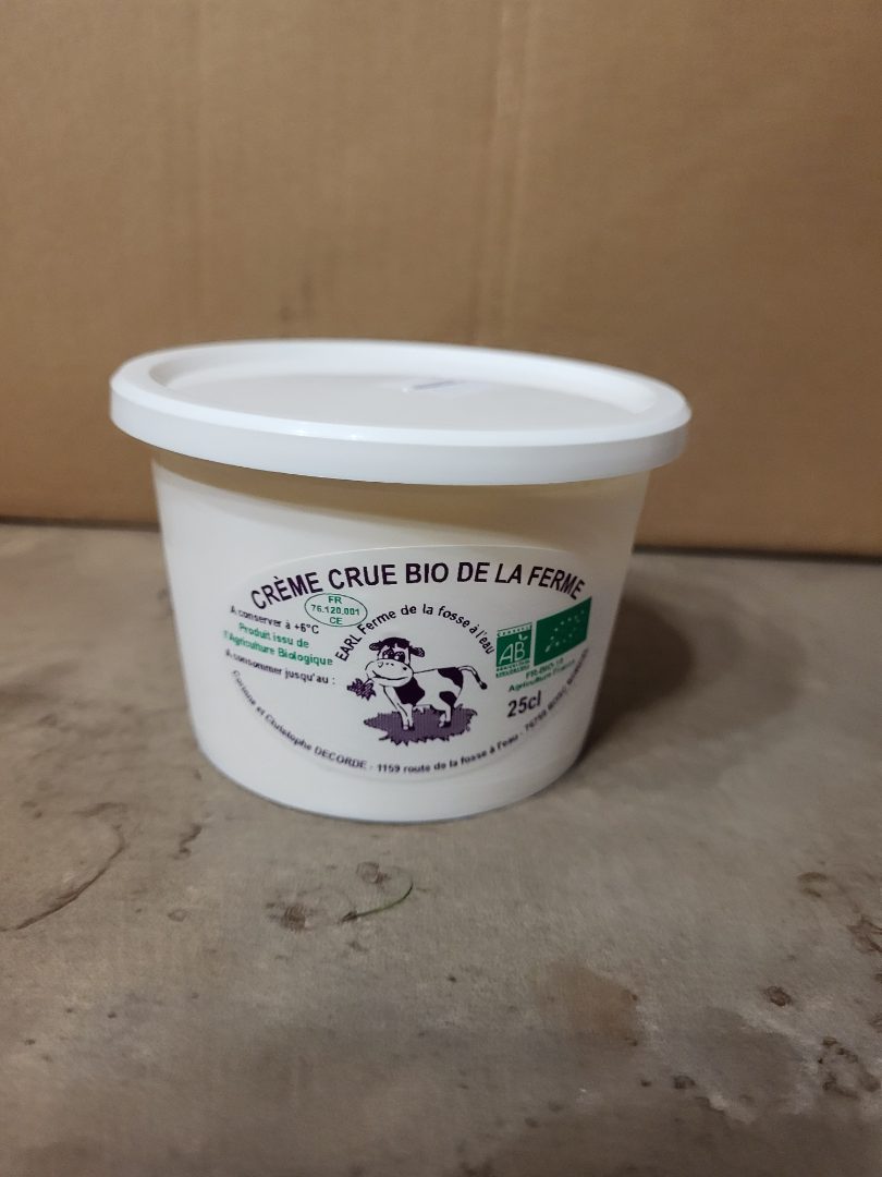 Creme crue Ferme de la Fosse à l'Eau : photo du produit rappelé le 29/11/2022