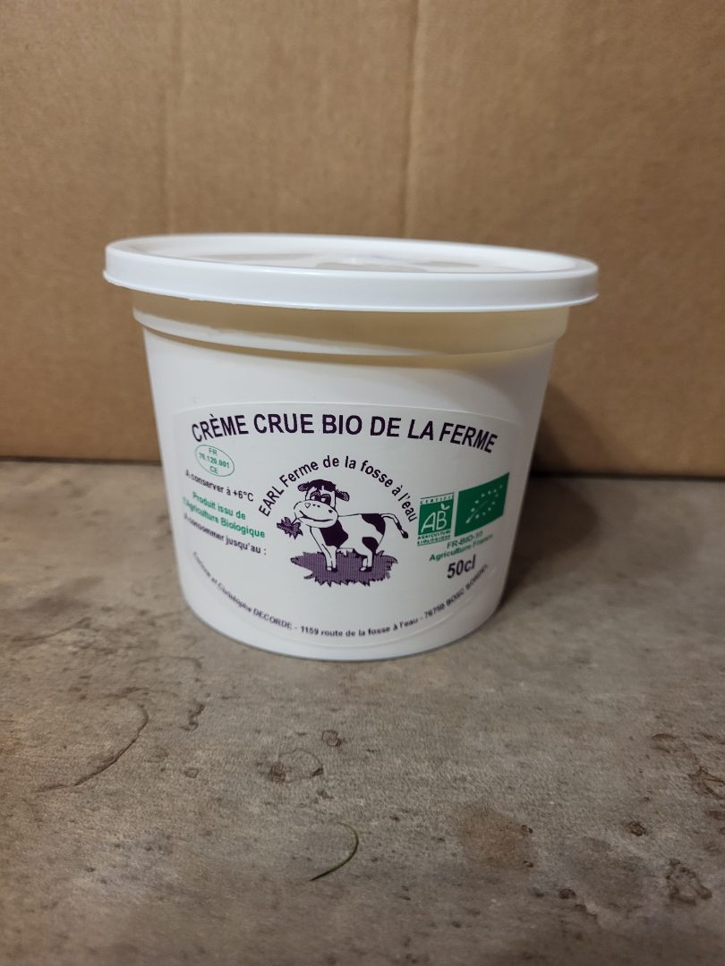 Creme crue Ferme de la Fosse à l'Eau : photo 2 sur 2 du produit rappelé le 29/11/2022