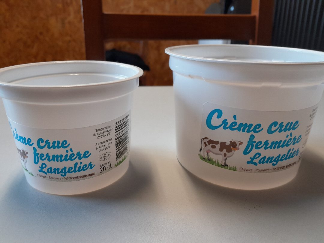 Creme crue fermiere langelier : photo du produit rappelé le 16/02/2024