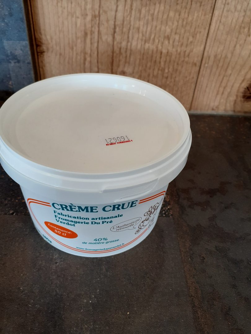 Crème crue Fromagerie du Pré Verdot : photo du produit rappelé le 03/06/2021