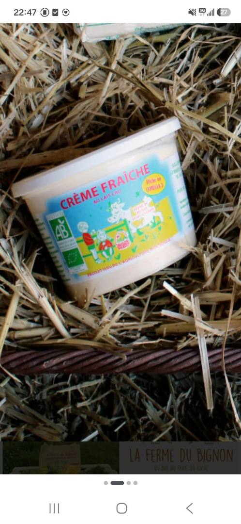 Creme crue La Ferme du Bignon : photo du produit rappelé le 13/10/2026