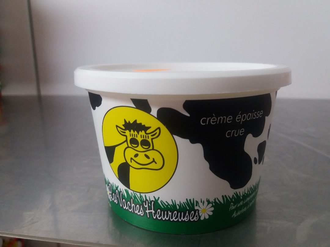 Crème épaisse crue Les Vaches Heureuses : photo du produit rappelé le 29/09/2021
