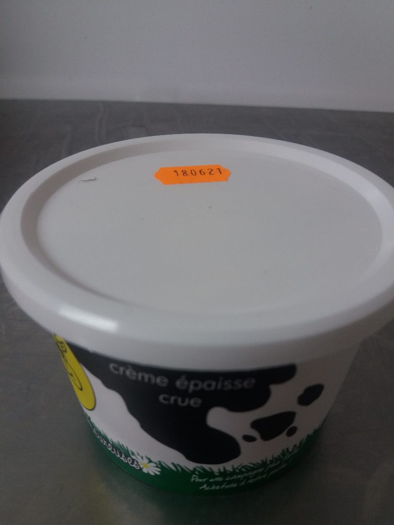 Crème épaisse crue Les Vaches Heureuses : photo du produit rappelé le 09/06/2021