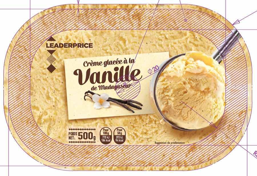 Crème glacée à la vanille de madagascar - 1 litre - leader price : photo du produit rappelé le 07/07/2021