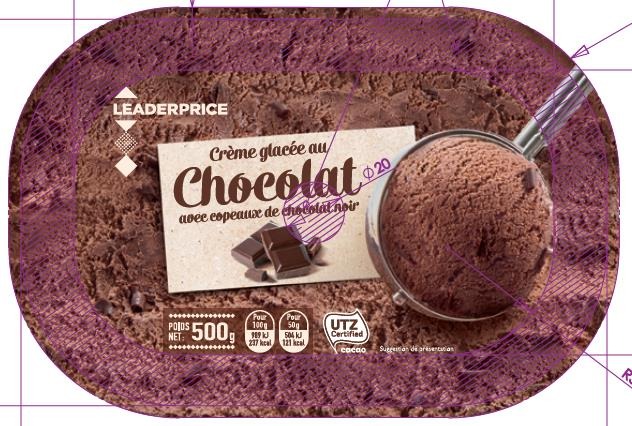 Crème glacée au chocolat avec copeaux de chocolat noir 500g/ 1l – leader : photo du produit rappelé le 03/02/2022