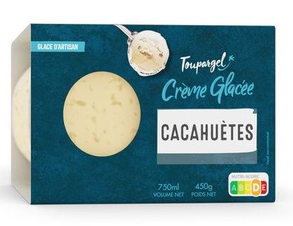Crème glacée cacahuete Toupargel : photo du produit rappelé le 26/07/2021