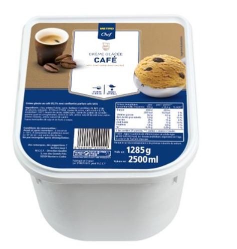 Crème glacée café 2,5 l Metro Chef : photo du produit rappelé le 30/07/2021