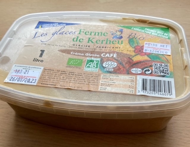 Crème glacée café biologique Ferme de Kerheu : photo du produit rappelé le 24/02/2022