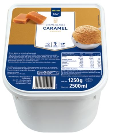 Creme glacee caramel beurre sale 2,5l Metro Chef : photo du produit rappelé le 09/07/2021