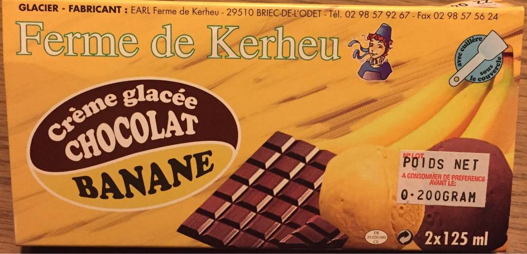 Crème glacée chocolat-banane Ferme de Kerheu : photo du produit rappelé le 24/02/2022