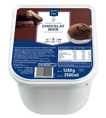 Crème glacée chocolat noir 2,5 l Metro chef : photo du produit rappelé le 15/12/2021