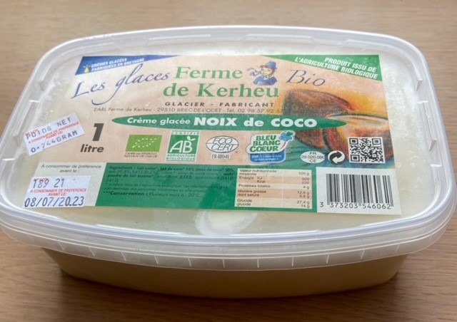 Crème glacée coco biologique Ferme de Kerheu : photo 2 sur 2 du produit rappelé le 24/02/2022