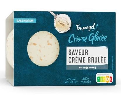 Crème glacée creme brulee Toupargel : photo du produit rappelé le 26/07/2021