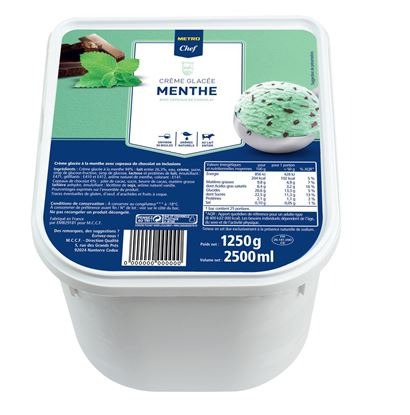 Creme glacee menthe chocolat 2l5 Metro Chef : photo du produit rappelé le 03/02/2022