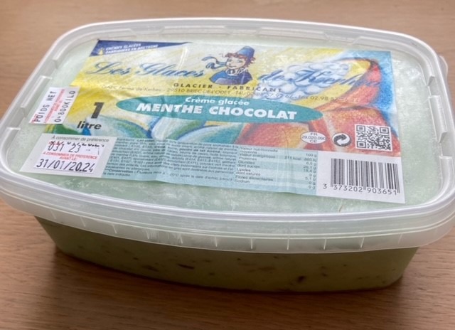 Crème glacée menthe / chocolat Ferme de Kerheu : photo du produit rappelé le 24/02/2022