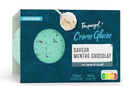 Crème glacée menthe chocolat Toupargel : photo du produit rappelé le 26/07/2021