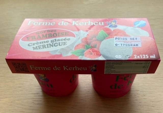 Crème glacée meringue / framboise Ferme de Kerheu : photo du produit rappelé le 24/02/2022