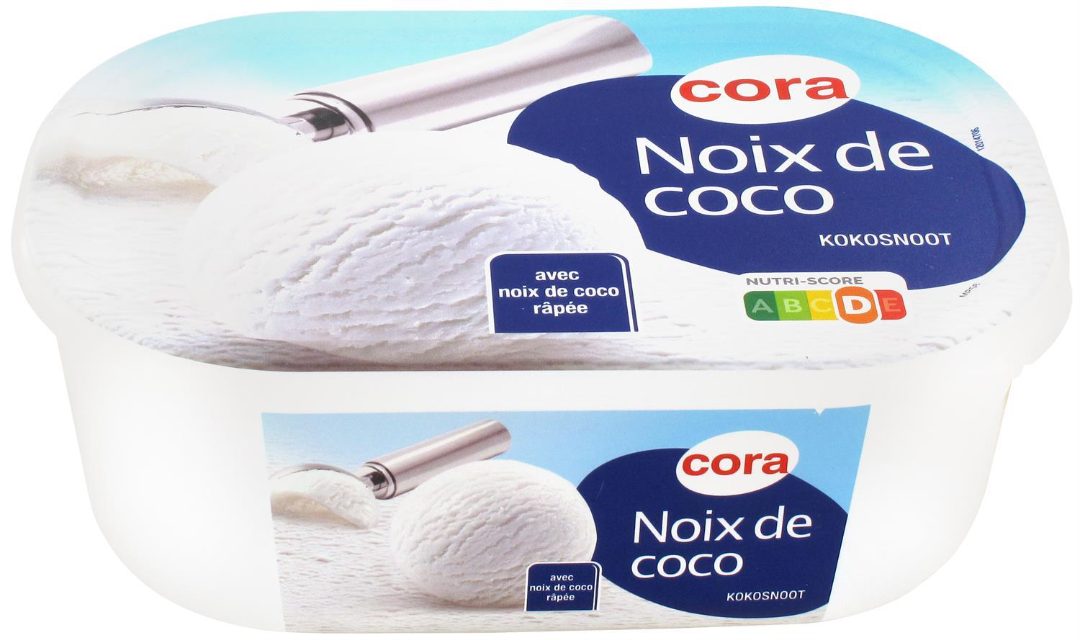 Crème glacée noix de coco bac 1l Cora : photo du produit rappelé le 28/07/2021