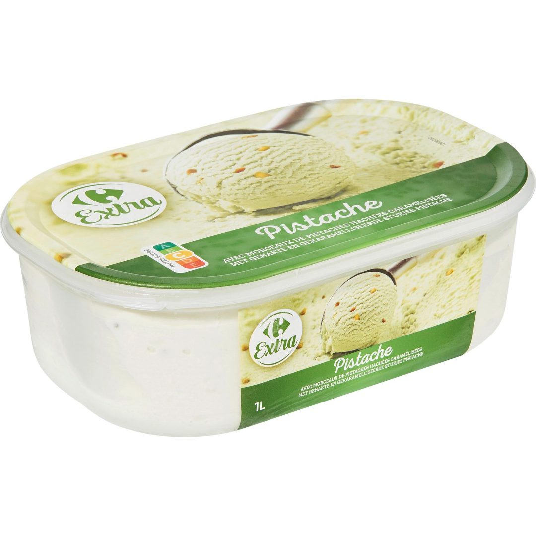 Crème glacée pistache, avec morceaux de pistaches 1l Carrefour Extra : photo du produit rappelé le 09/06/2021