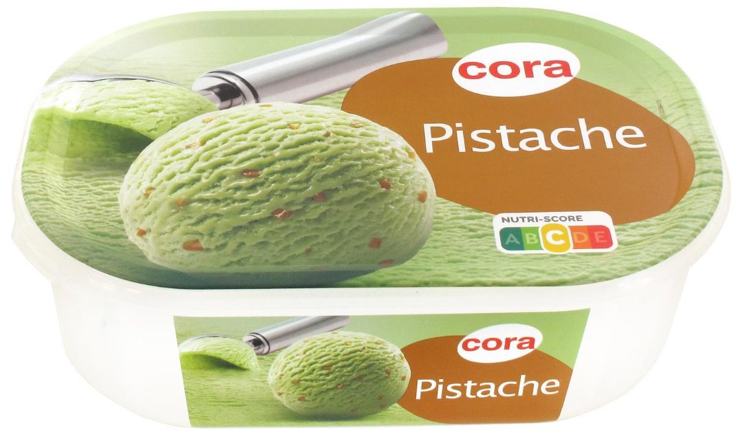 Crème glacée pistache bac 1l Cora : photo du produit rappelé le 29/07/2021