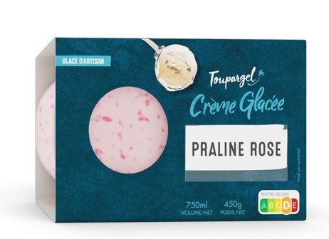 Crème glacée praline rose Toupargel : photo du produit rappelé le 26/07/2021