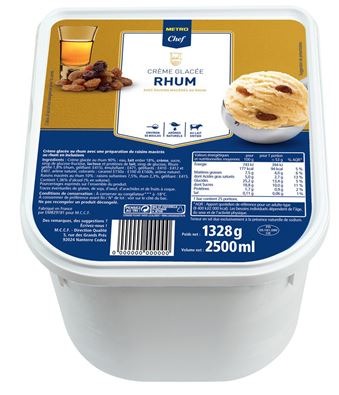 Crème glacée rhum raisin 2,5l Metro Chef : photo du produit rappelé le 30/07/2021