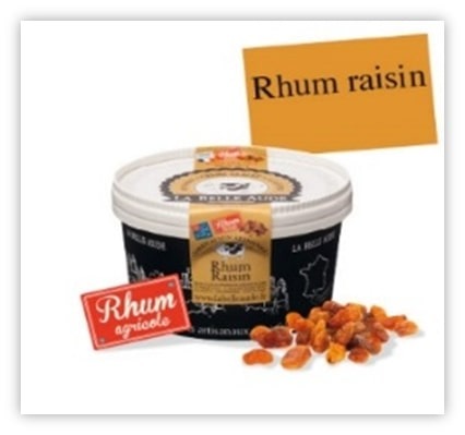 Crème glacée rhum raisin La Belle Aude : photo du produit rappelé le 24/01/2025
