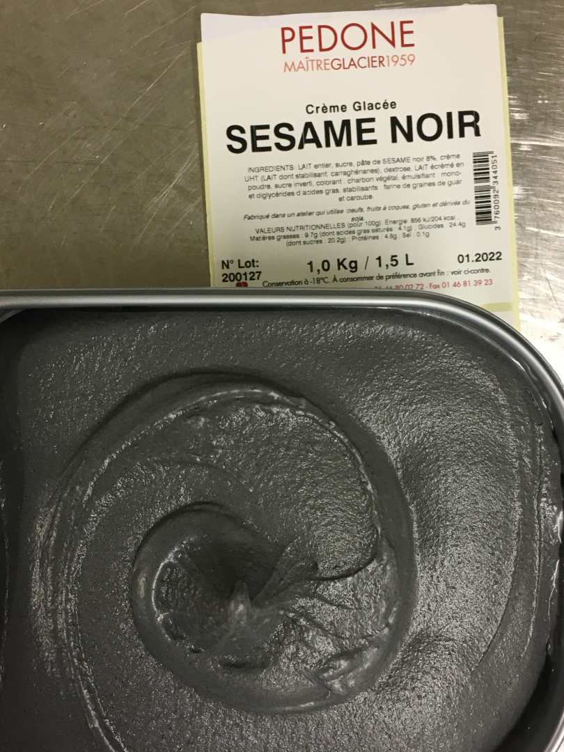 Crème glacée sesame noir Pedone Glacier : photo du produit rappelé le 13/02/2023