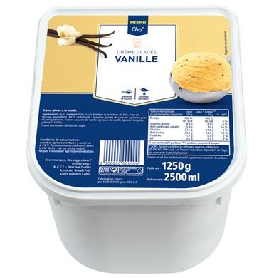Crème glacée vanille 2,5 l Metro chef : photo du produit rappelé le 02/12/2021