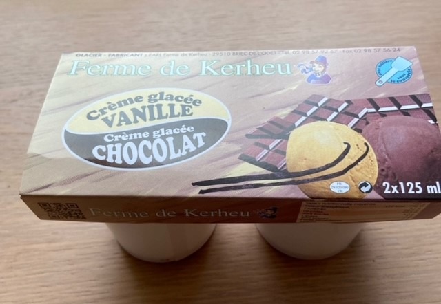 Crème glacée vanille / chocolat Ferme de Kerheu : photo du produit rappelé le 24/02/2022