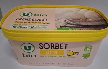 Crème glacée vanille de madagascar u bio 471g : photo du produit rappelé le 03/02/2026