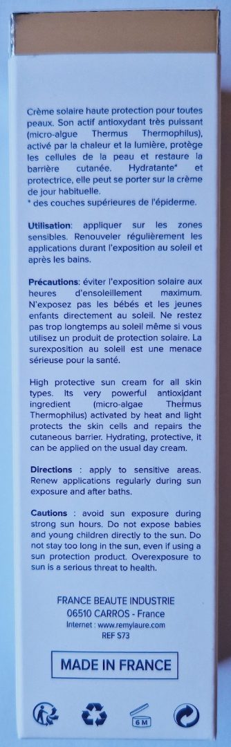 Creme solaire haute protection spf30 Remy Laure : photo 2 sur 5 du produit rappelé le 01/02/2023