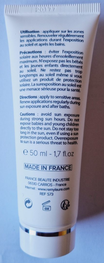 Creme solaire haute protection spf30 Remy Laure : photo 5 sur 5 du produit rappelé le 01/02/2023