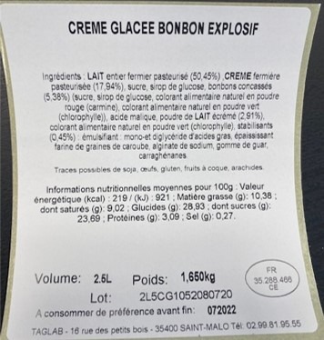 Cremes glacees Ty Skorn - Moustache - Coup de Pate - Sanchez : photo du produit rappelé le 18/06/2021