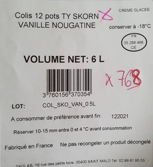 Cremes glacees Ty Skorn - Moustache - Coup de Pate - Sanchez : photo du produit rappelé le 18/06/2021