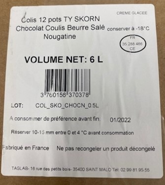 Cremes glacees Ty Skorn - Moustache - Coup de Pate - Sanchez : photo du produit rappelé le 18/06/2021
