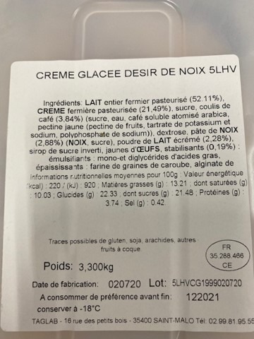 Cremes glacees Ty Skorn - Moustache - Coup de Pate - Sanchez : photo 3 sur 5 du produit rappelé le 18/06/2021