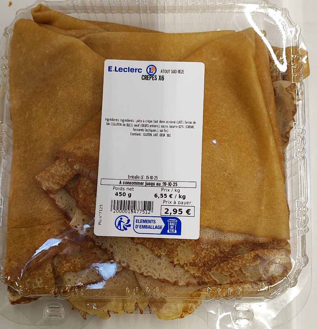 Crêpes x6 et crêpes x4 : photo du produit rappelé le 17/10/2025