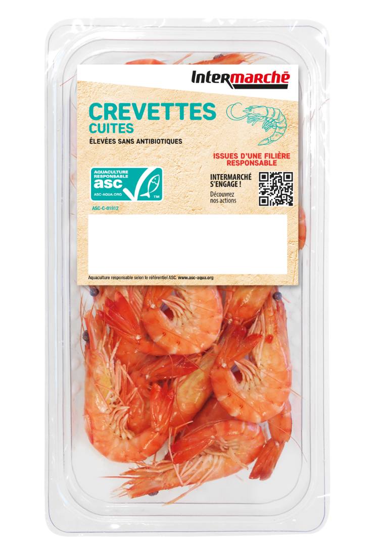 Crevettes cuites entières 60/80 asc 300g Intermarché : photo du produit rappelé le 14/08/2026