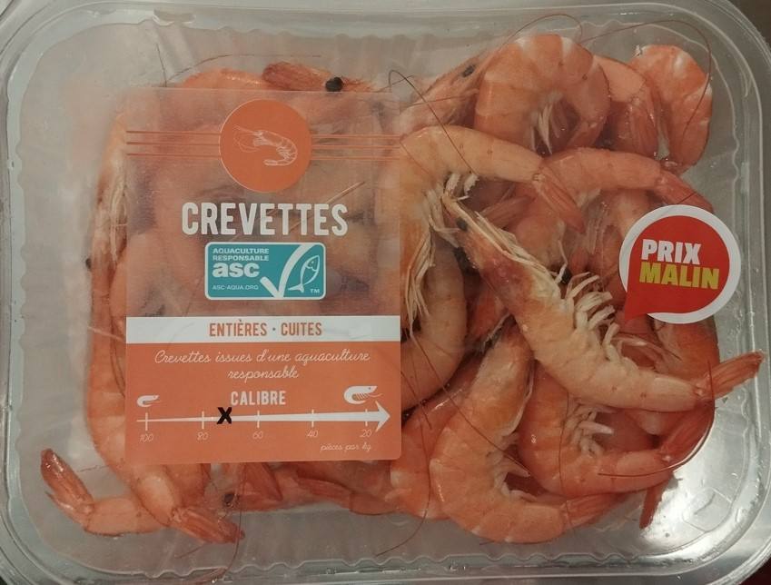 Crevettes cuites réfrigérées conditionnées sous atmosphère Maison Mer : photo du produit rappelé le 06/05/2024